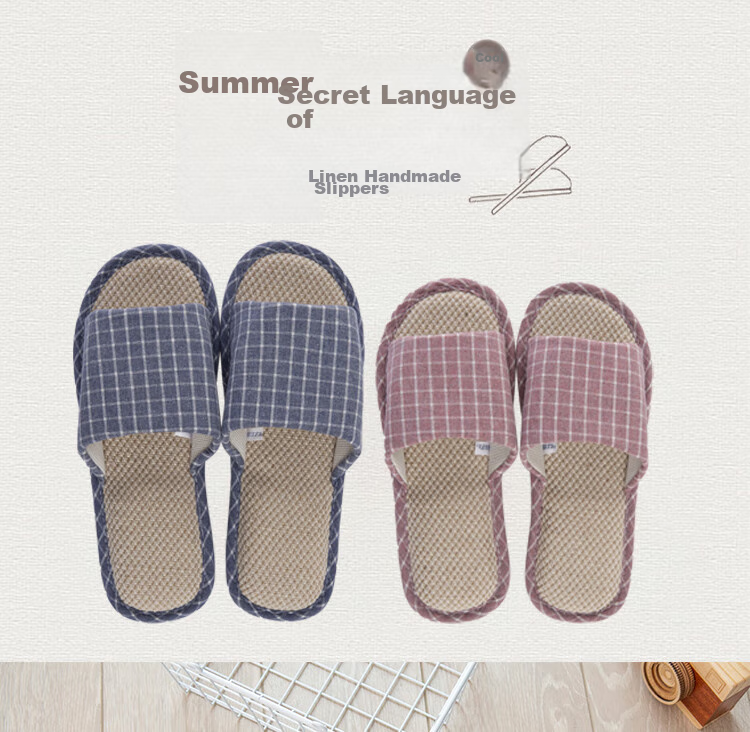 Huili Slippers for Men And Women, Linen Sandals, Couples' Home Casual Lightweight Breathable Sweat-Absorbing Thick-Soled Wear-Resistant Floor Slippers, Classic Mesh Style HL1036, Light Coffee Color, Size 38 to 39 1