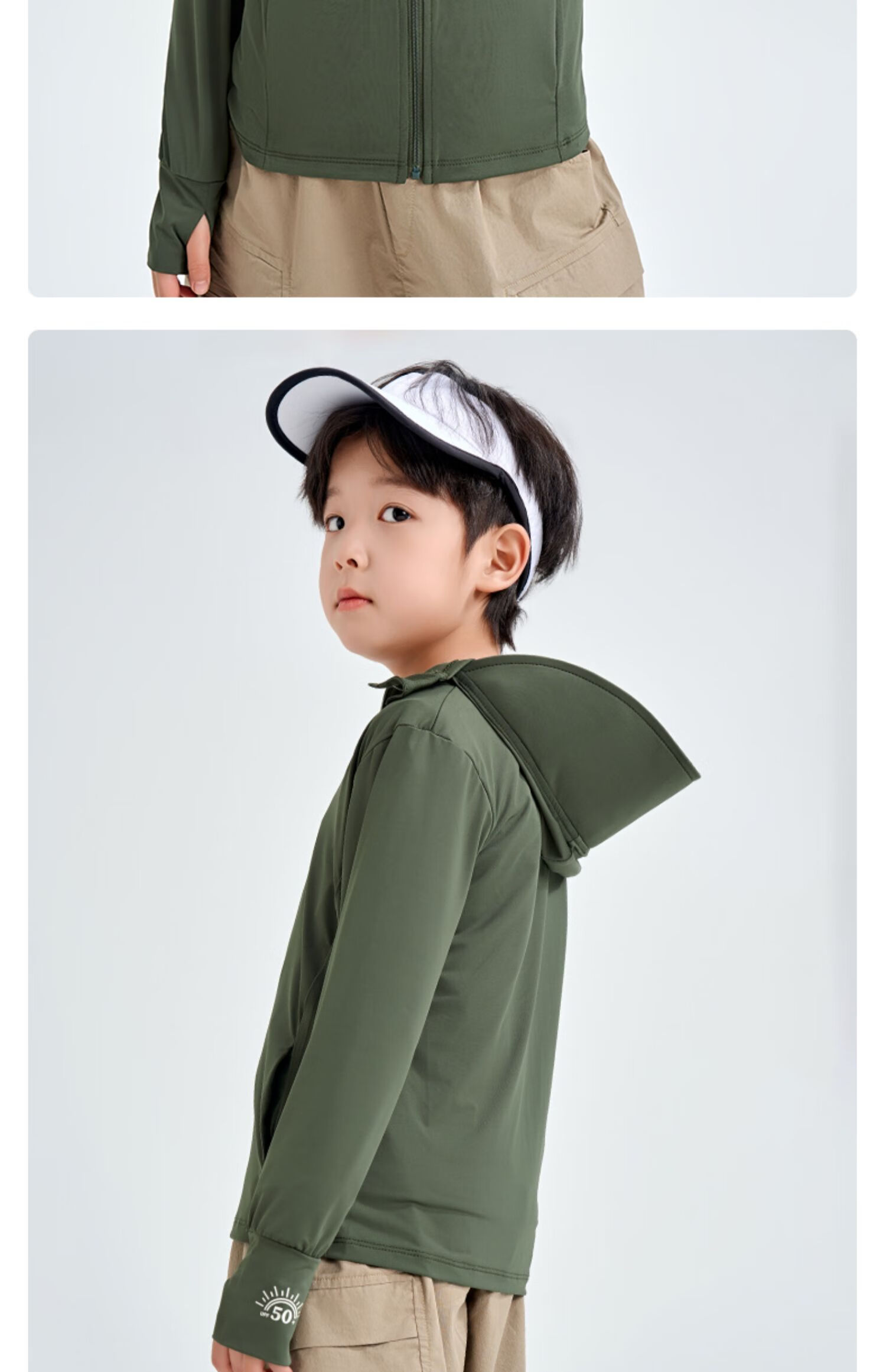 Luomeng Children's Summer New UV Protection Sun Protection Clothing, Kids' Air Conditioning Shirt, Light Gray Sun Protection Clothing, Size 160 18