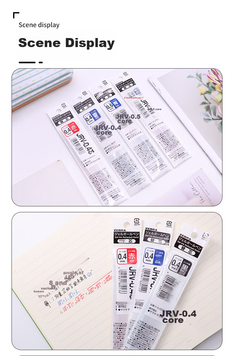 ZEBRA Quick-Drying Gel Pen Refill JRV-0.5 (Compatible with JJ29 Pens) 0.5mm Bullet Tip Refill Blue 5-Pack 6