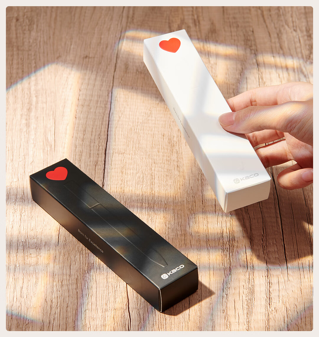 [Valentine's Day Gift] KACO Heart-Shaped Gel Pen, Stylish Rotating Refill, 0.5mm Black Pen, Signature Pen, Ink Pen, Exam Pen Set, Birthday Gift, One Set Each in Black And White 12