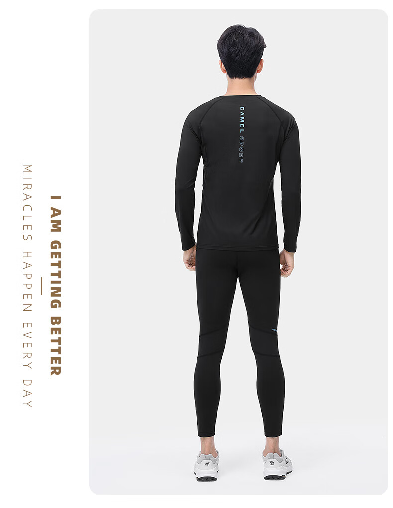 CAMEL Men's Sports Set, Five-Piece Fitness Outfit, New Long-Sleeve And Long Pants, Quick-Dry Running Basketball Training Sportswear 22