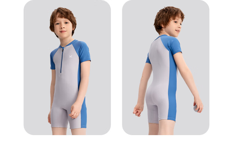 Keep Children's Swimsuit, One-Piece Sun Protection Swim Trunks for Boys, Professional Swimming Training Swimwear, Deep Sea Blue, Size 16 2