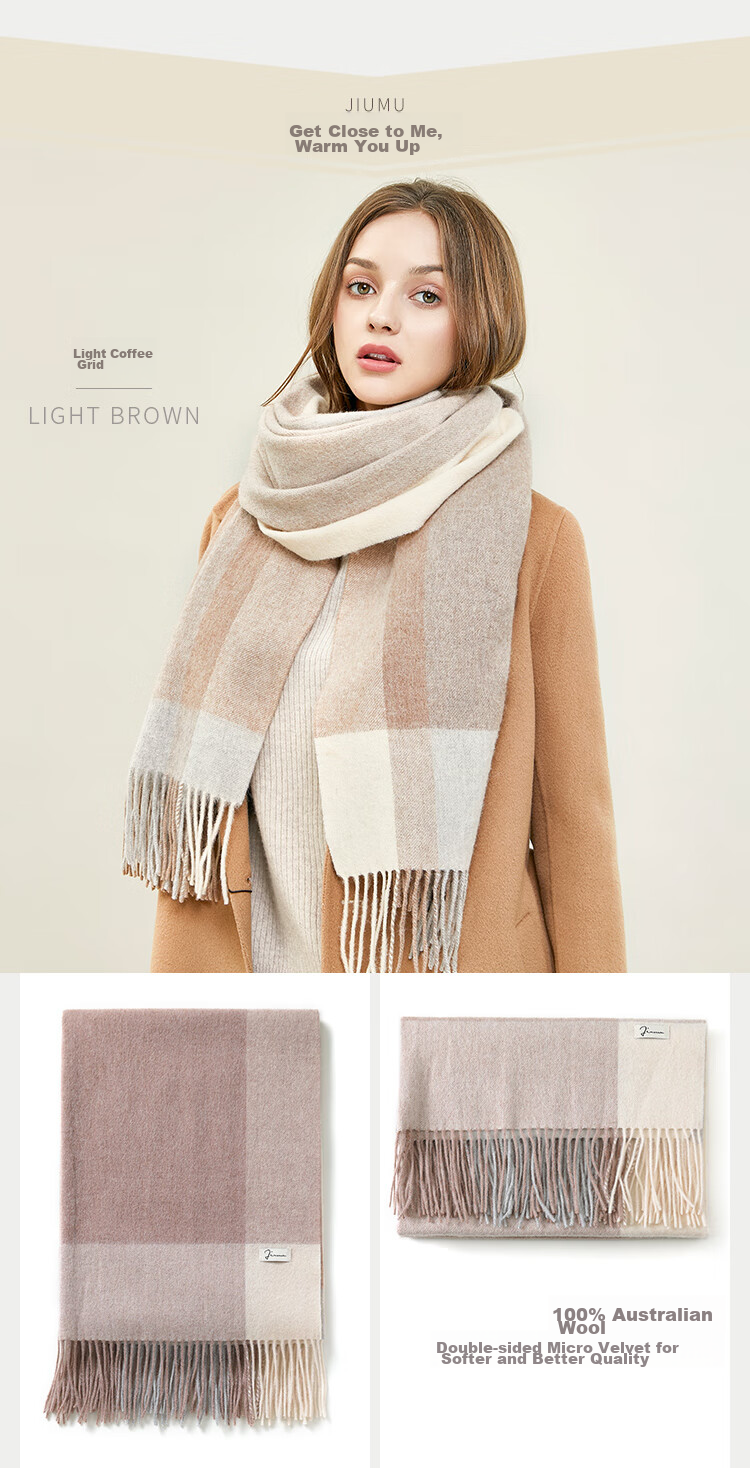 JIUMU Pure Wool Scarf for Women, Autumn And Winter Neck Warmer, Ladies' Warm Shawl, Gift for Women on Mid-Autumn Festival Or Birthday, Gift Box Packaging 6