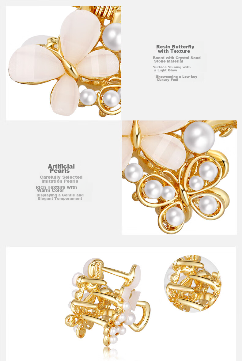 Cercoo Exotic Butterfly Roll Series Hair Clip, Pearl Small Claw Clip, Compact And Delicate Korean Bangs Clip, Gift for Girlfriend 8
