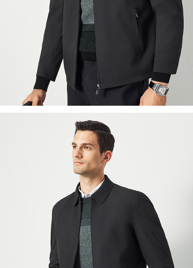 FIRS Lapel Jacket for Men, Business Casual Simple Wrinkle-Resistant Windproof Warm Zip-Up Cardigan Jacket Outerwear for Me 2