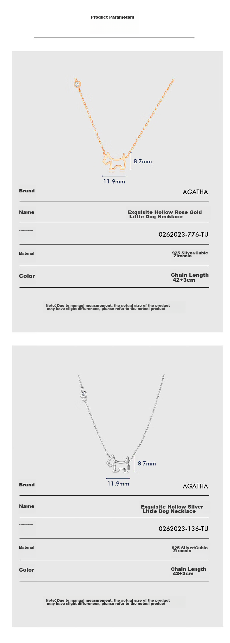 AGATHA / Agatha, Zhenwo Hollow Dog Silver Necklace for Women, Birthday Gift for Girlfriend, Elegant Pendant 4