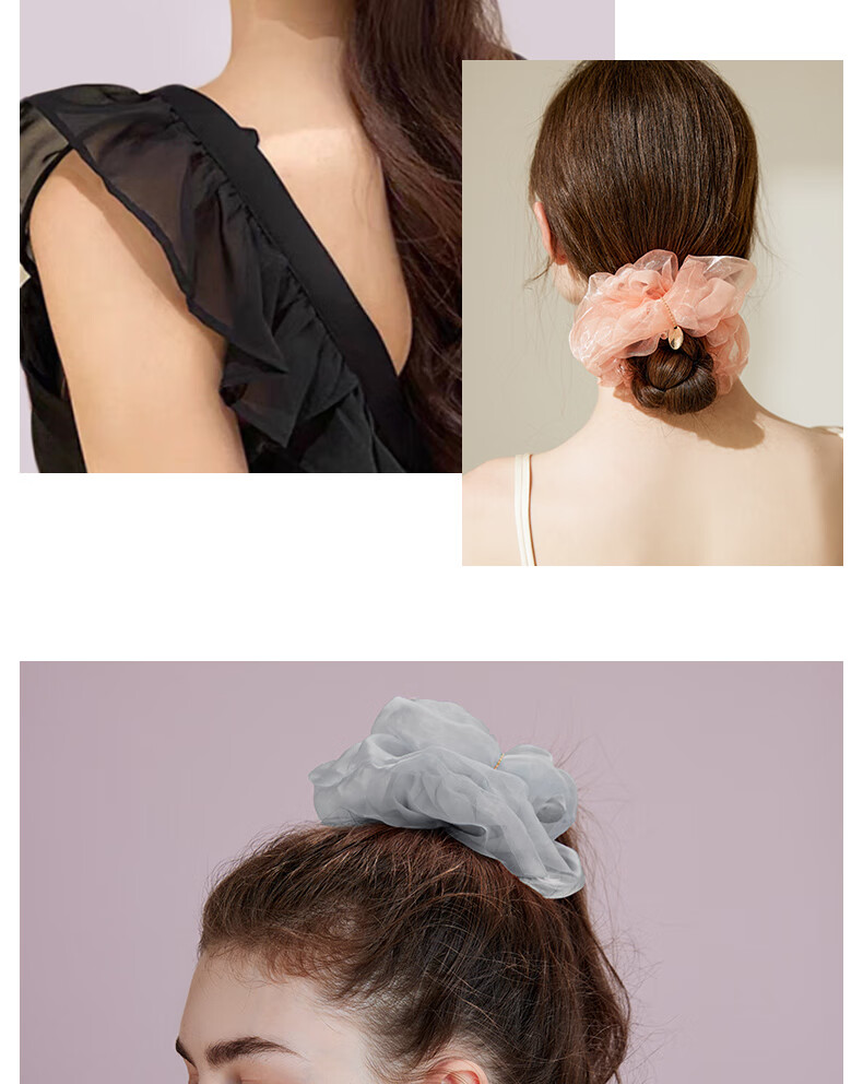 Royal Sasa Goddess Festival Gift Hair Accessory Premium Large Scrunchie Elegant Mesh Ponytail Hair Tie Hairband 7