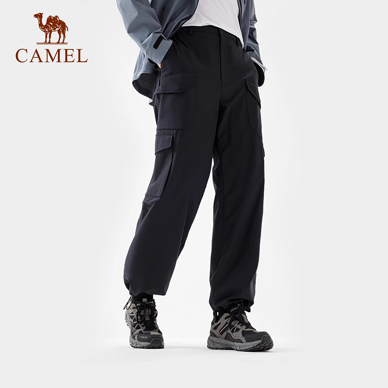 CAMEL [Wang Junkai Style] Men's Wide Straight Leg Fleece-Lined Outdoor Functional Cargo Casual Pants 8803