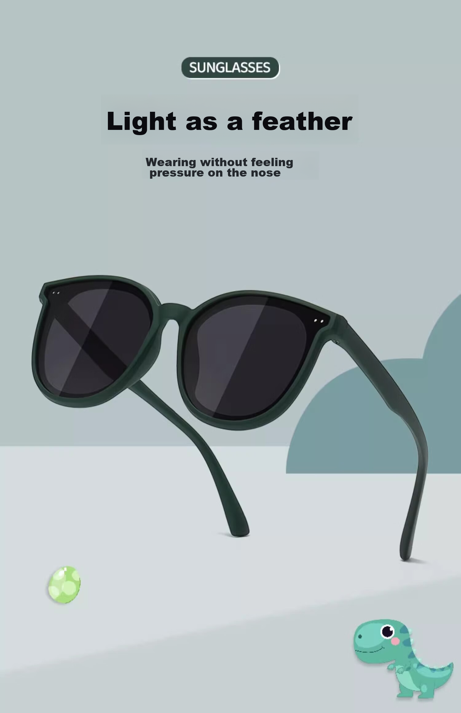 Cuntiandaofu Children's Sunglasses, Kids' Sunglasses, Boys' UV Protection Polarized Glasses, Green Frame with Green Lenses 8