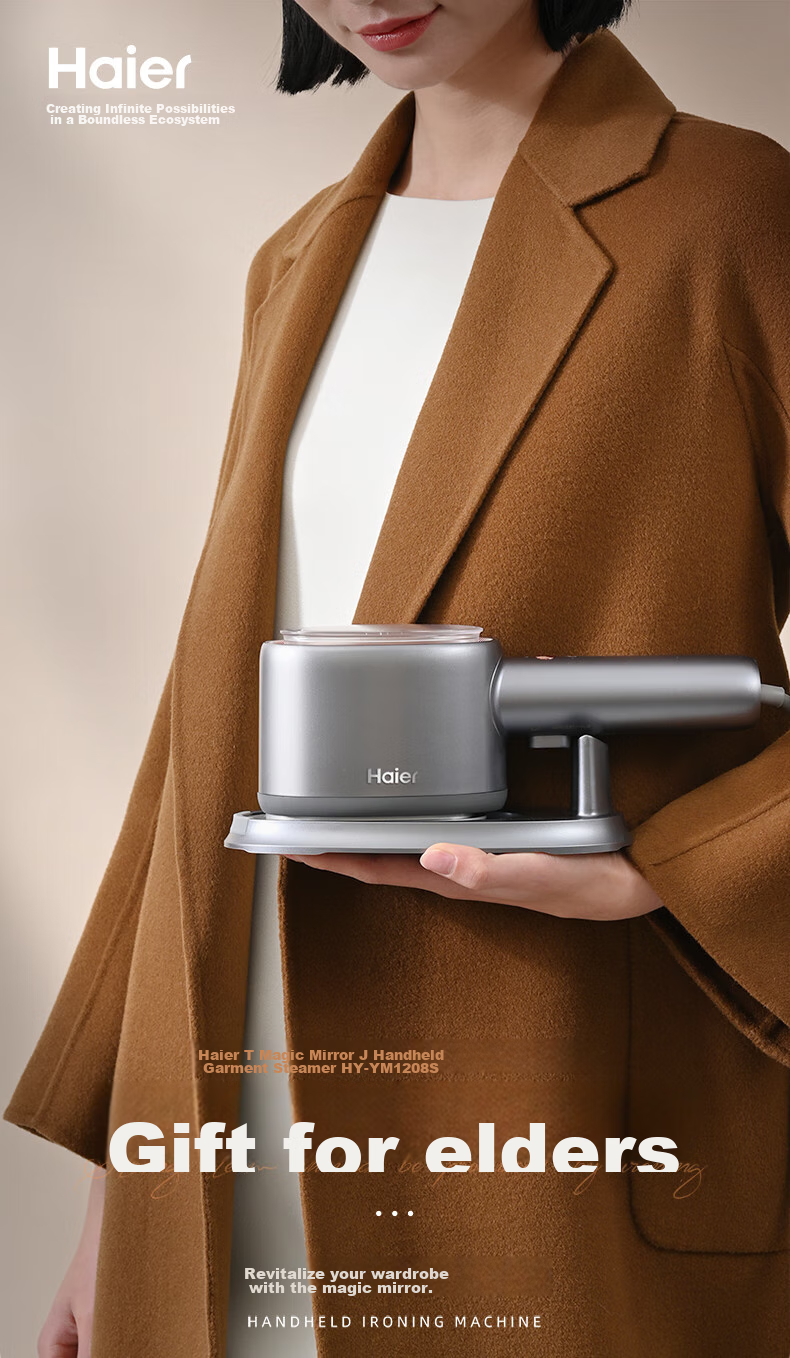 Haier Magic Mirror Handheld Garment Steamer, 30g/min Explosive Steam, 160ml Transparent Water Tank, Electric Iron for Home Use, Small Portable, Sterilizing And Mite-Removing, Specially Designed for Autumn And Winter Coats, HY-YM1208S 2