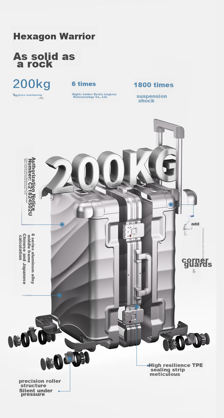 JD Original "Universal Gravity" Aluminum-Magnesium Alloy Large Capacity Suitcase, 20-Inch Trolley Case, Travel Luggage, Carry-On Case, Silver Color 5