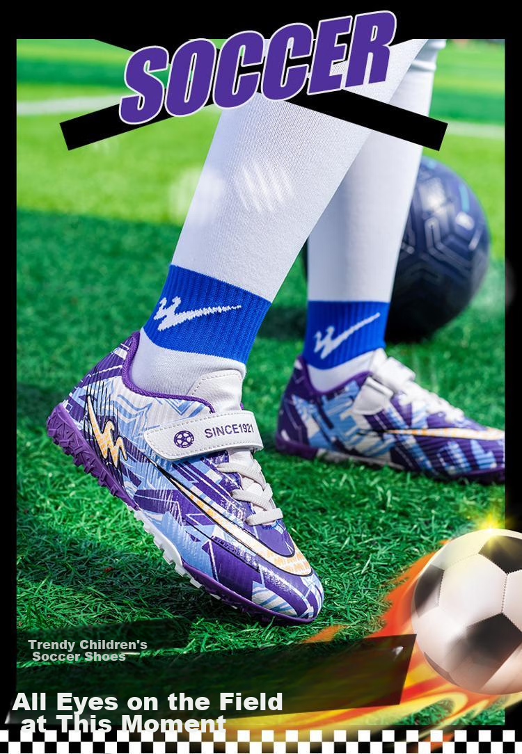 Shuangxing Children's Soccer Shoes, Youth Non-Slip Wear-Resistant Training Shoes for Boys And Girls, TF Turf Cleats, Lightweight All-Season Style for Artificial Turf 2