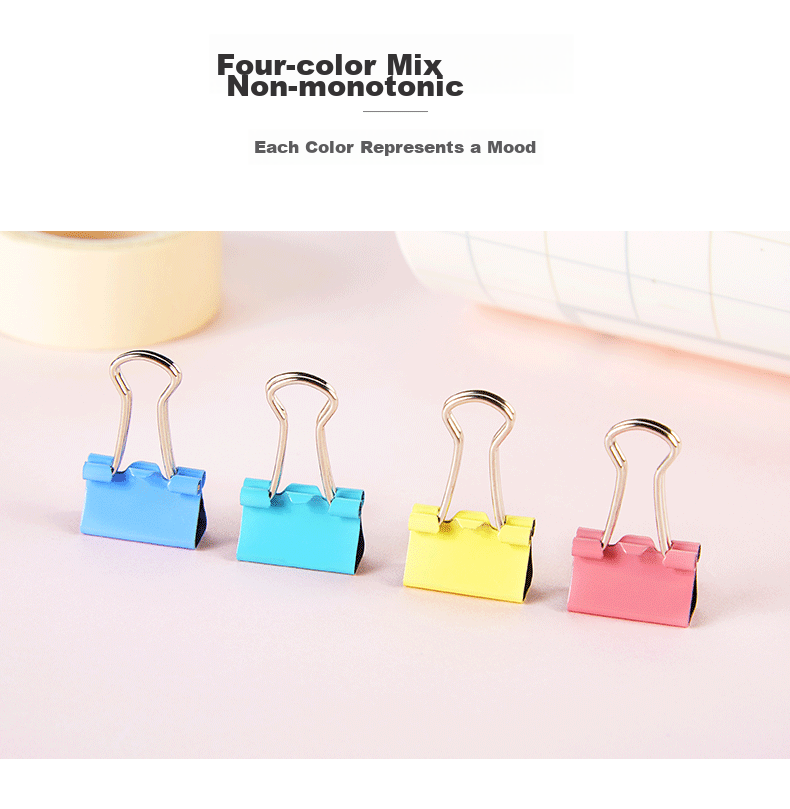 BAOKE 3c Digital All-Net Low Price BC1366, Colorful Long Tail Clips 60 Pieces 15mm, Binder Clips Document Clips Office Supplies 2