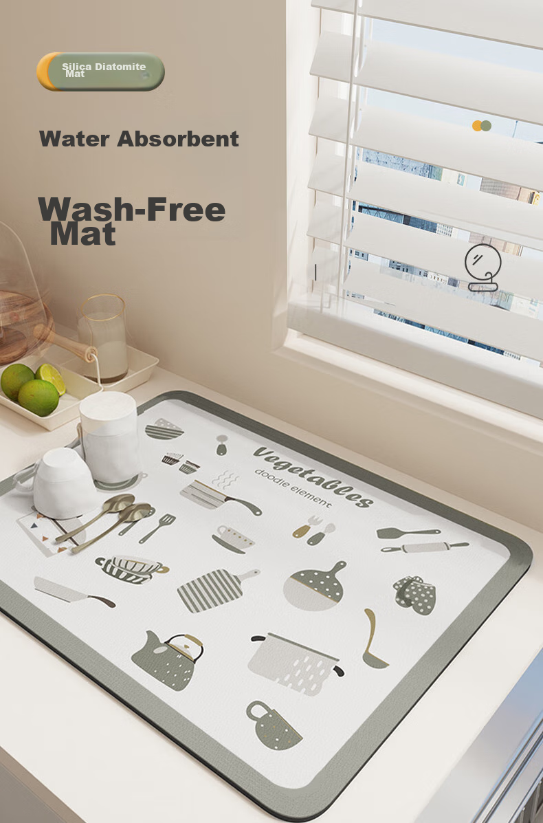 Jingxun Countertop Draining Pad, Heat Insulation Mat, Absorbent Mat, Table Mat for Tableware And Cups, Tea Table Mat, Bar Mat, 40*50cm 1