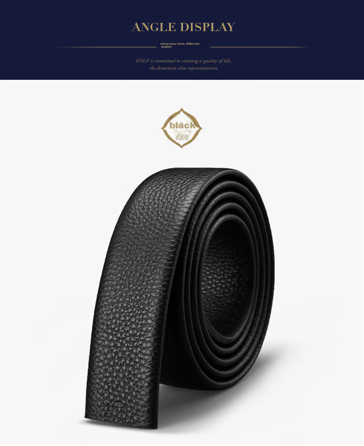 GOLF Men's Double-Sided Top-Grain Leather Belt, No Buckle Belt, Automatic Buckle Waist Belt, Buckleless Trouser Belt 13