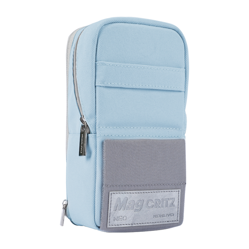 KOKUYO Pencil Case, Standing Pencil Box, Student Stationery, Large Capacity, Multifunctional Storage Bag, High-Quality Creative Polyester Pencil Case, Light Blue, 1 Piece, WSG-PC173LB