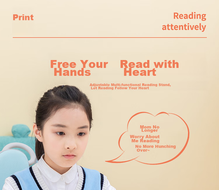 Deli Multifunctional Reading Stand, Extendable Foldable Portable Book Holder, Children's Posture Correction Book Clip, Student Back-To Stationery, Birthday Gift for Boys And Girls 1