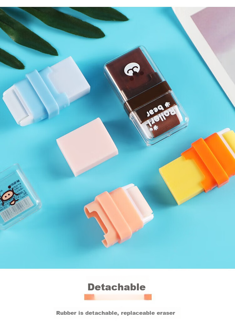 M&G Roller Eraser, Clean without Leaving Marks, Low Residue, Double-Sided Eraser, Creative Cartoon Cute Design, Random Colors, Pack of 5, AXP963GX 8