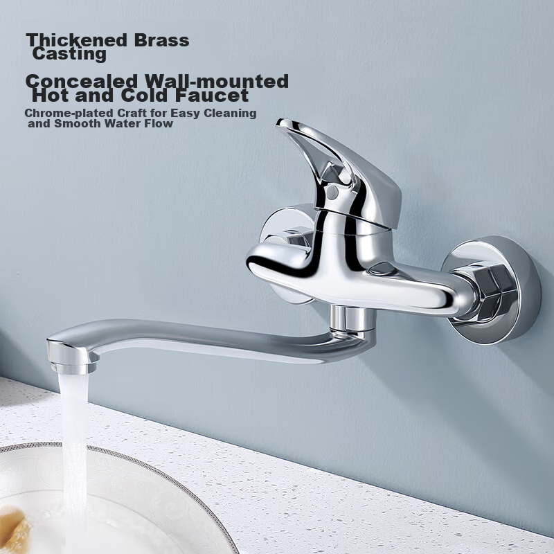 Larsd Wall-Mounted Kitchen Faucet, Hot And Cold Rotatable Sink Faucet for Vegetable Washing Basin And Balcony, Mixing Valve Faucet LD75012