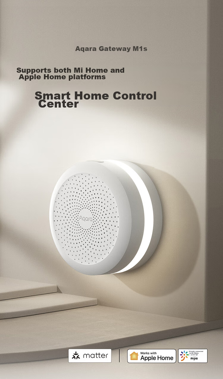 Aqara Smart Home Gateway M1S with Remote Control, Sound And Light Alarm, Compatible with Mi Home APP/iOS HomeKit 3