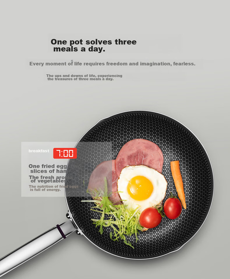 KBH 316L Stainless Steel Frying Pan, Non-Stick Pan, 30cm, Suitable for Home Use with Gas Stove Or Induction Cooker 4