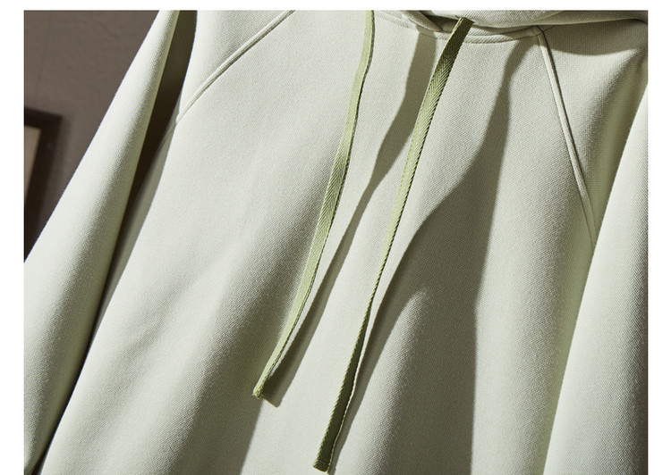 Dme [Split-Style Craftsmanship] Spring And Autumn Hooded Loose Casual Slightly Elastic Long-Sleeve Women's Sweatshirt, Light Water Green, S 19