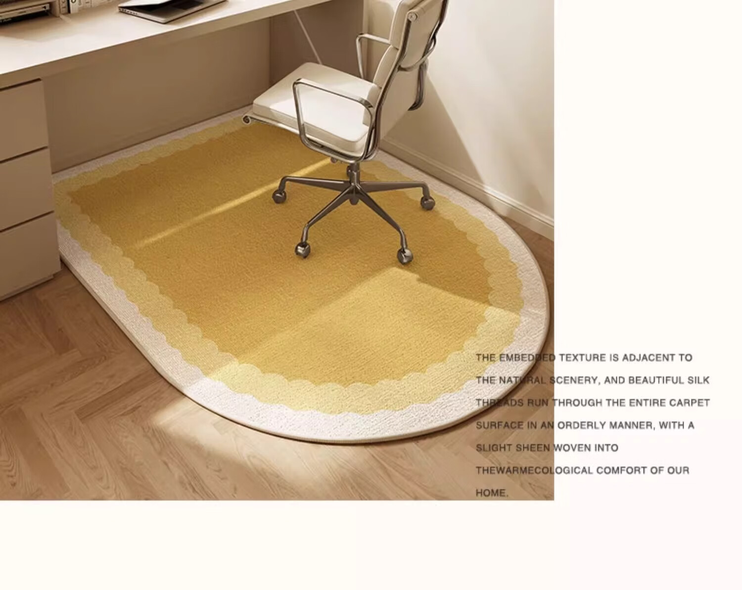 Yinshang Luxury High-End Bedroom Swivel Chair Mat, Study Chair Carpet, Non-Slip Dirt-Resistant Pad, Rounded Corner Foot Mat for Study Room Chair 9