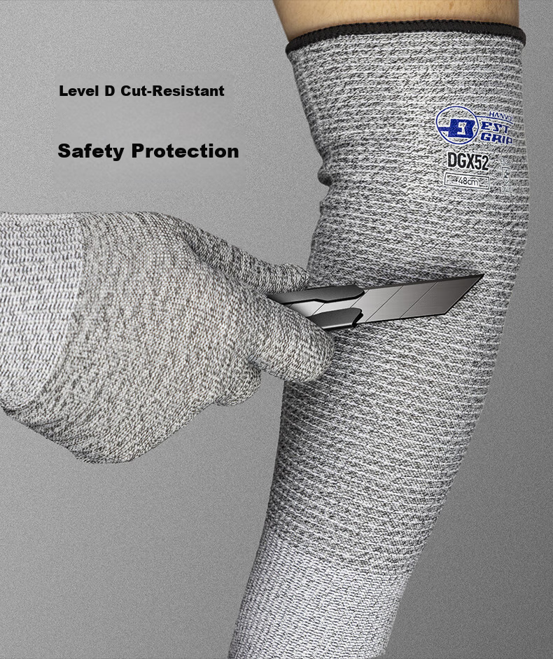 Henghui Level D Cut-Resistant Arm Guard Gloves, 48cm Extended Integrated Anti-Cutting And Anti-Chopping Sleeve Protector, DGX52 5