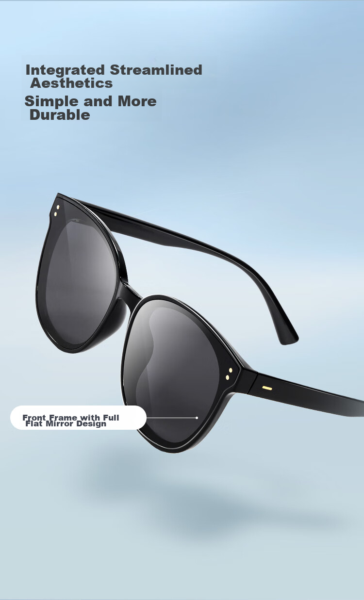 JD Original Classic Large Round Black Frame High-Definition Polarized Sunglasses for Men And Women, UV Protection Eyewear, Glossy Black 4