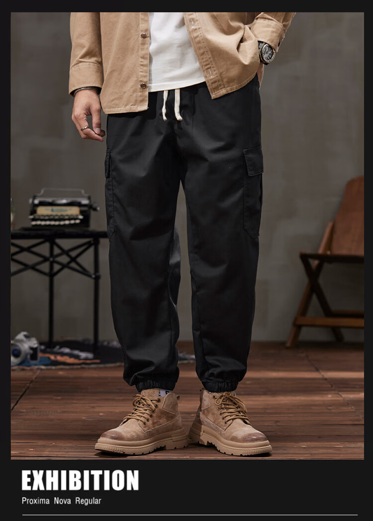 Dingfengbaoluo Casual Pants for Men, Summer Heavyweight Trendy Brand, Loose-Fitting Joggers, Fashionable Versatile Athletic Sweatpants, K602 Black 2XL 21