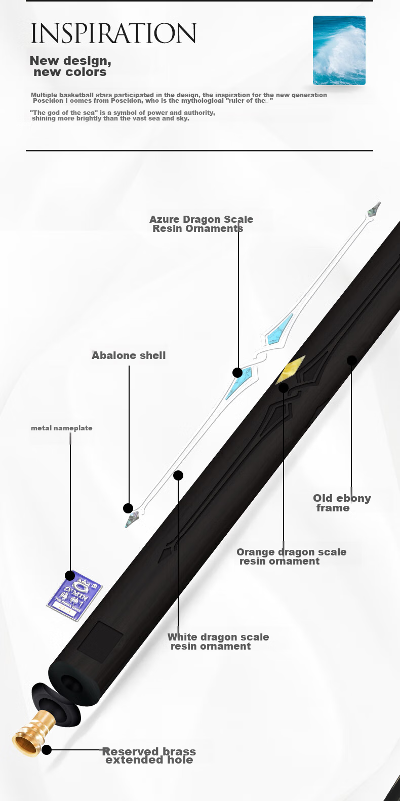 Aomi Haishen 1 Pool Cue, Black 8 Snooker Cue Set, Black Eight Small Tip, 16 Colorful Black Eight Cue, Snooker Billiard Cue 10