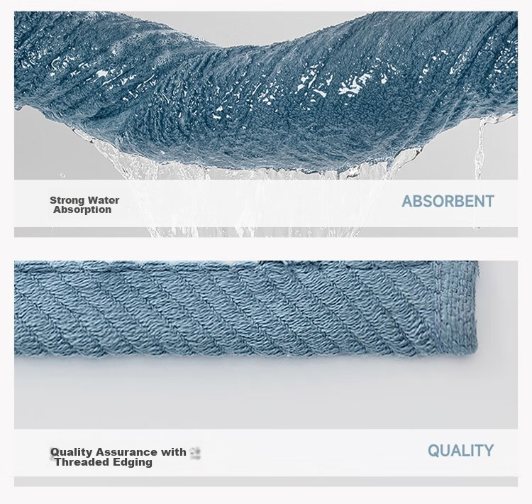 UCHINO Soft 800g Thick Bath Towel, Absorbent Home Use Bath Towel, Couple Style Large Towel, Glass Blue + Laundry Bag 8