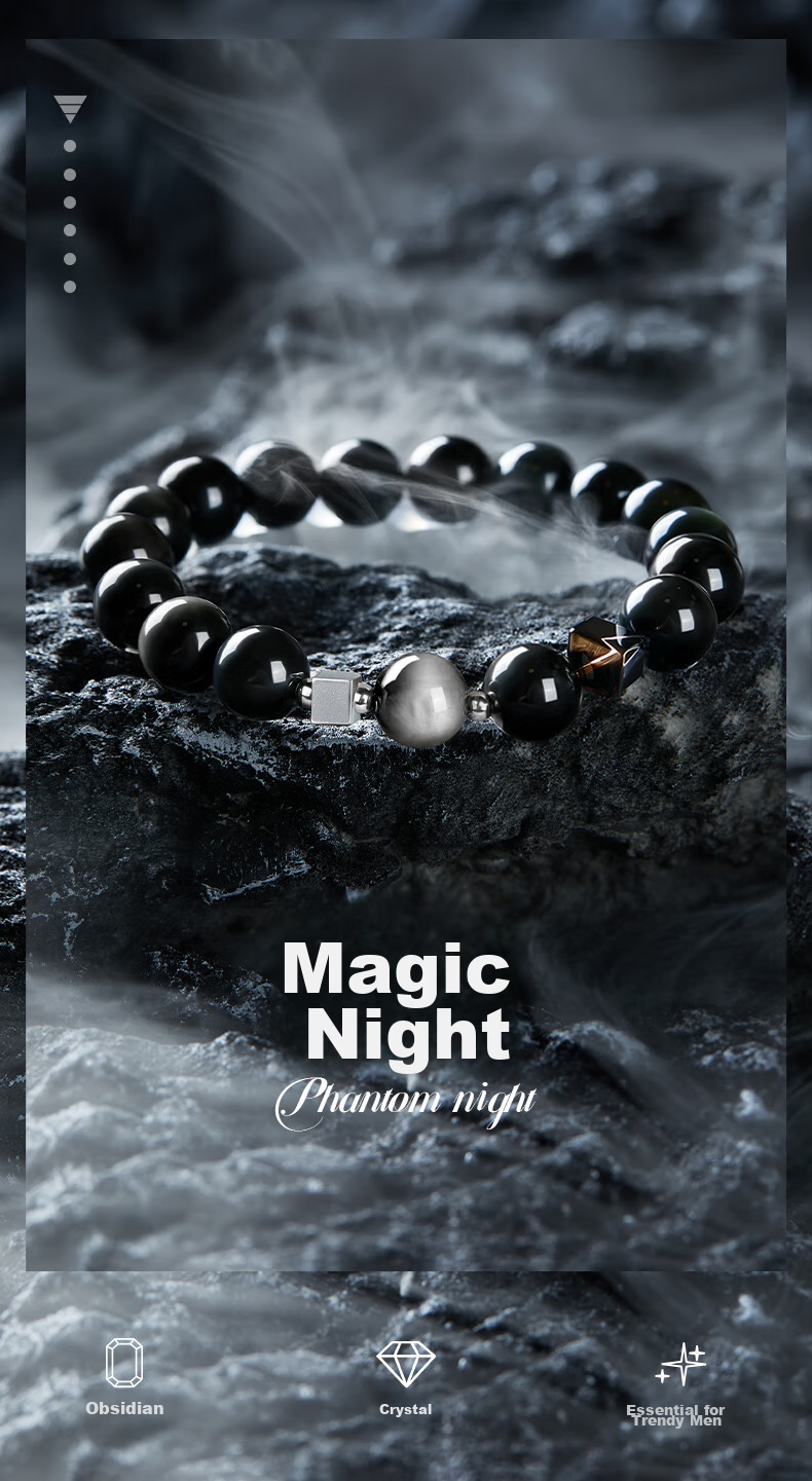 GLTEN Obsidian Men's Bracelet with Lucky Beads, Luxurious High-End Birthday Gift for Boyfriend Or Husband 1