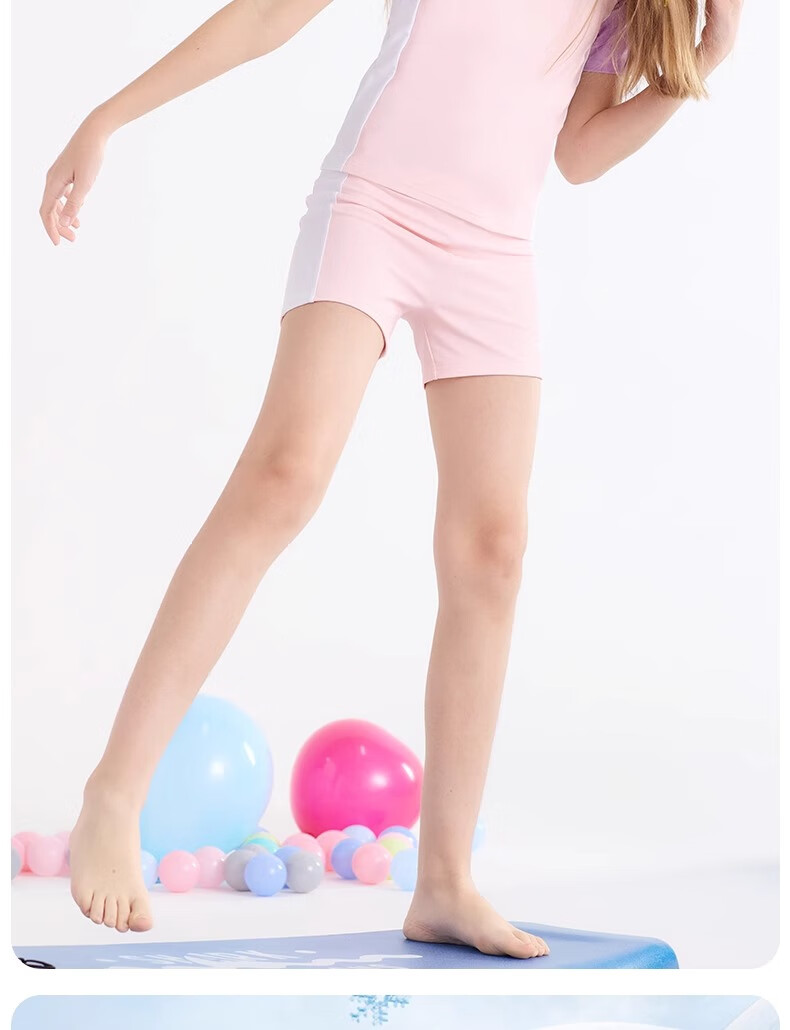 ANTA Children's Swimsuit for Hot Springs, 2026 New Style, Big Kids Sun Protection Girls Two-Piece Professional Training Swimwear, Pink And Purple, Size 110 6