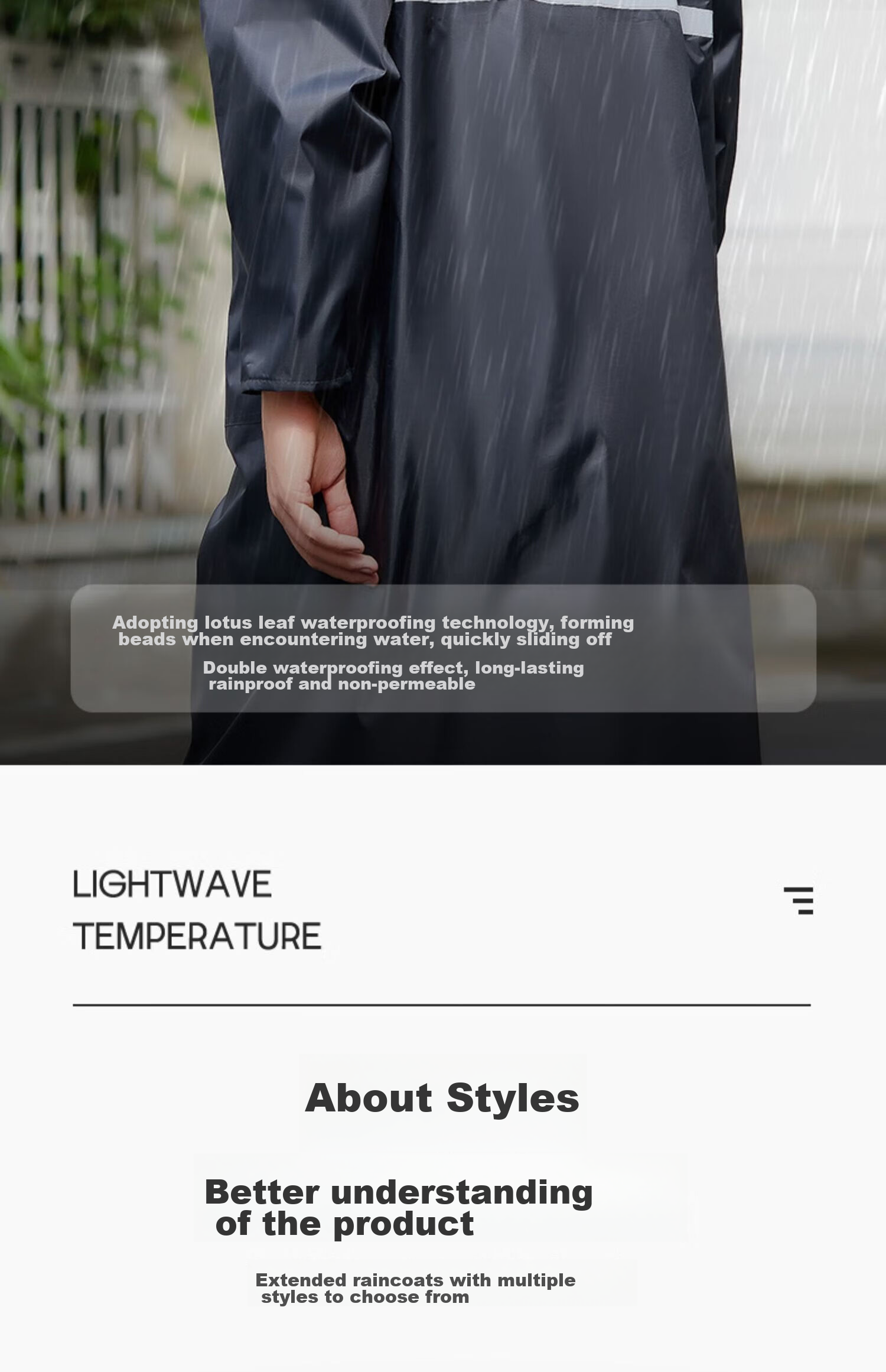 Zhugu Long Raincoat, Trench Coat Style Rain Poncho for Security, Construction Site Fishing Adults Full-Body Raincoat, Heavy-Duty Navy Blue Extended [Hidden Button Style] XL (165-175) 5