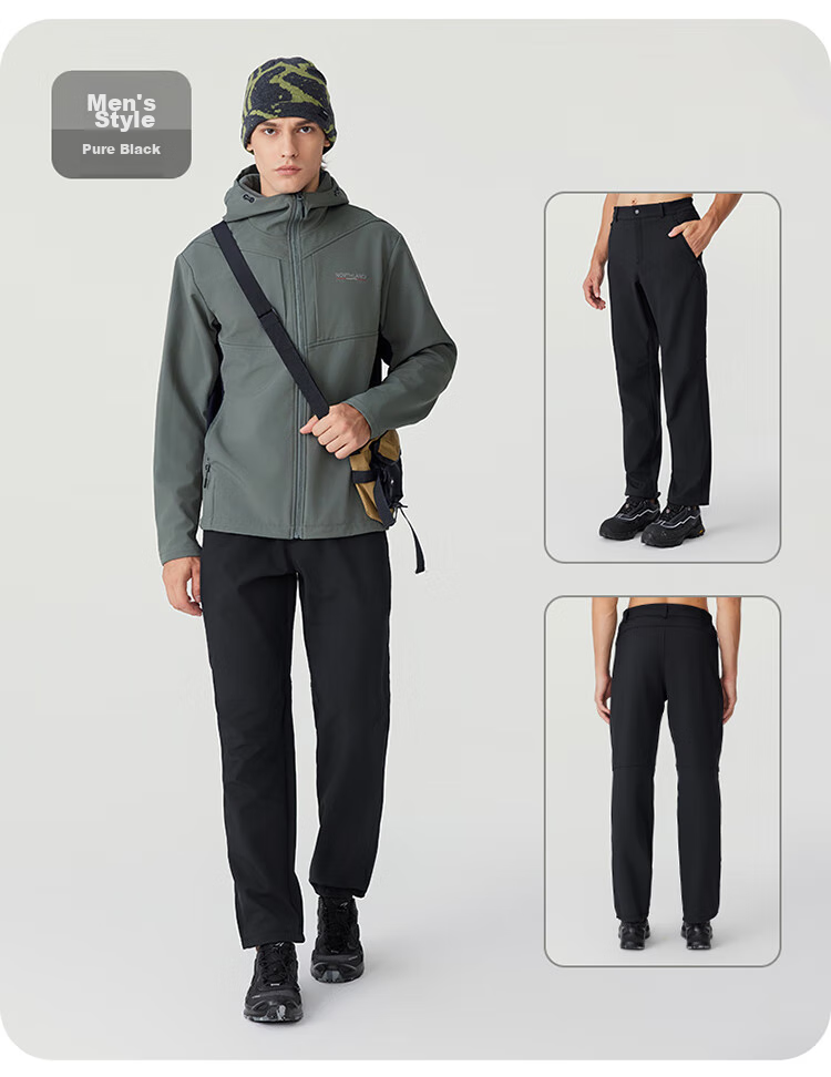 NORTHLAND [Baihulin] Men's Outdoor Windproof And Water-Resistant Fleece-Lined Snow Pants, Hiking And Mountaineering Trousers 29