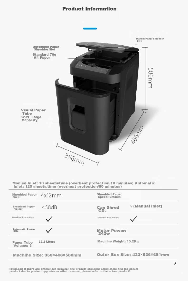 AURORA Level 4 Confidential Office Commercial Fully Automatic Paper Shredder (Automatic 120 Sheets, Continuous 60 Minutes, 32.2L Can Shred Cards And CDs) AS120CD 16