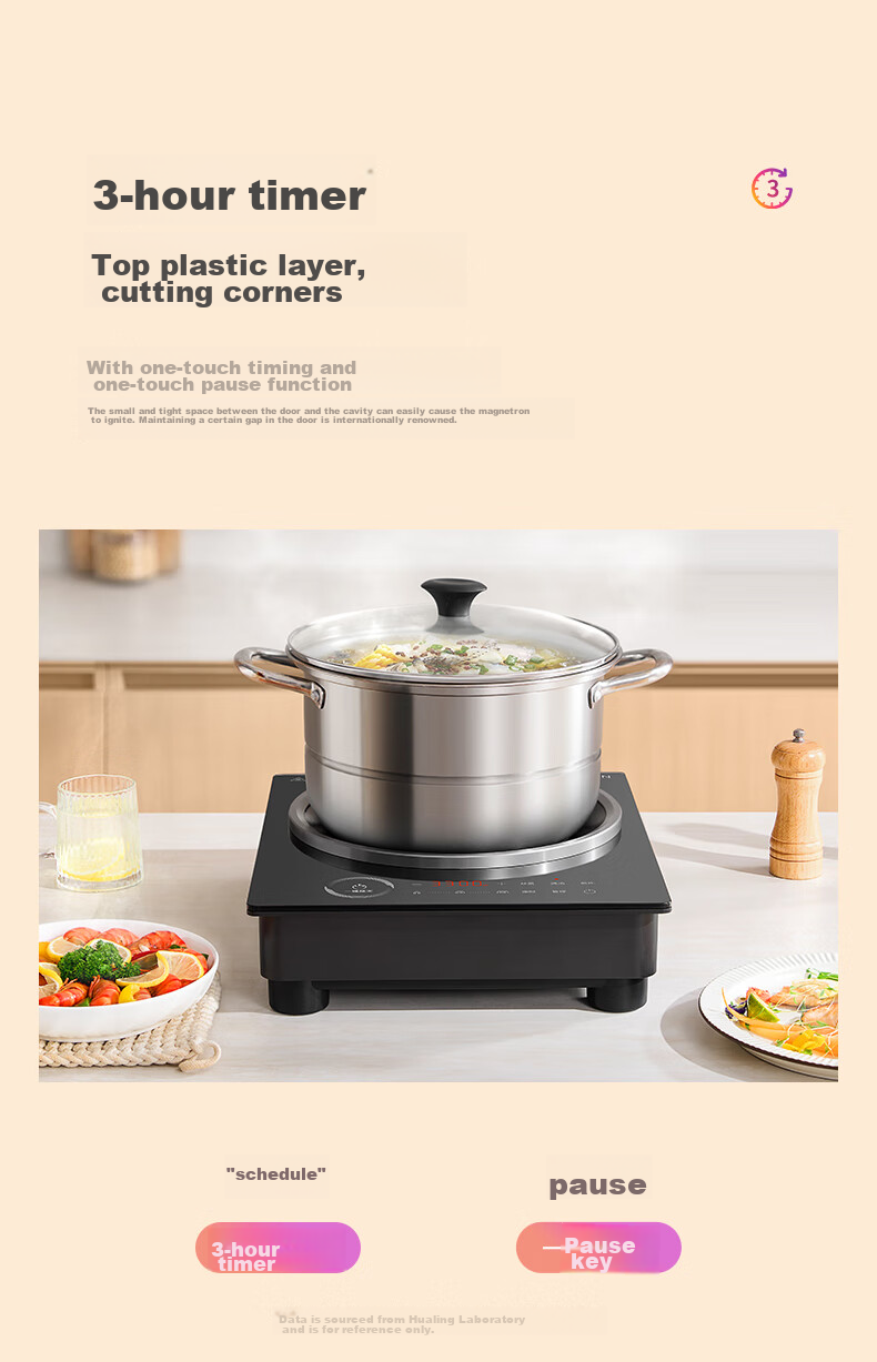 Hualing Midea Electromagnetic Cooker, 2200W High Power, Wide Heat Distribution, Durable And Wear-Resistant Panel, Eight Heat Settings, Waterproof Induction Stove, Hot Pot Cooker WH-E22F02 14