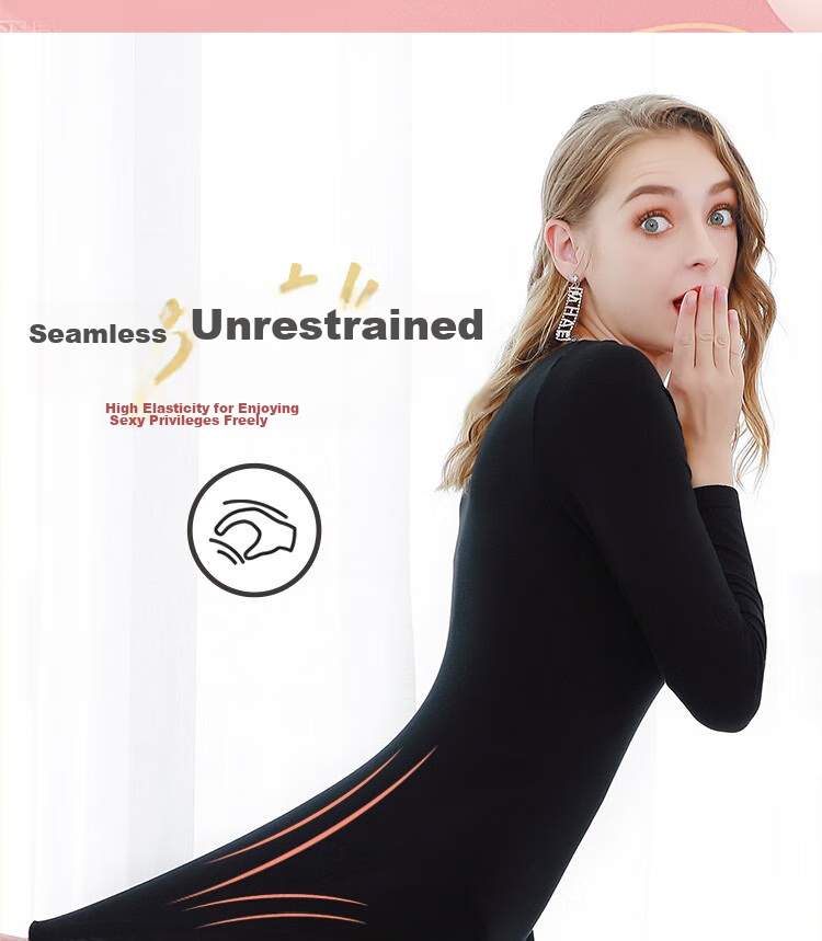 LangSha Women's Autumn Underwear Set, Lace Body-Shaping Seamless Slim-Fit Thin Thermal Underwear Base Layer, Pink New Arrival 7