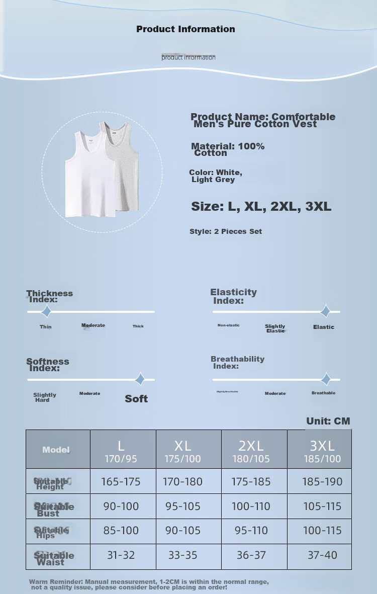 Yiershuang [3-Pack] Men's Cotton Vest Sports Fitness Sweat-Absorbing Breathable 100% Cotton Tank Top Plus Size Undershirt 10