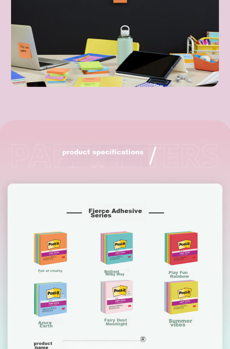3M Sticky Notes, Memo Pads/Note Paper/Notepad, Office Supplies, School Supplies Stationery, Dureader Fun Series Blue Earth 5 Colors 654-5SST R4 17