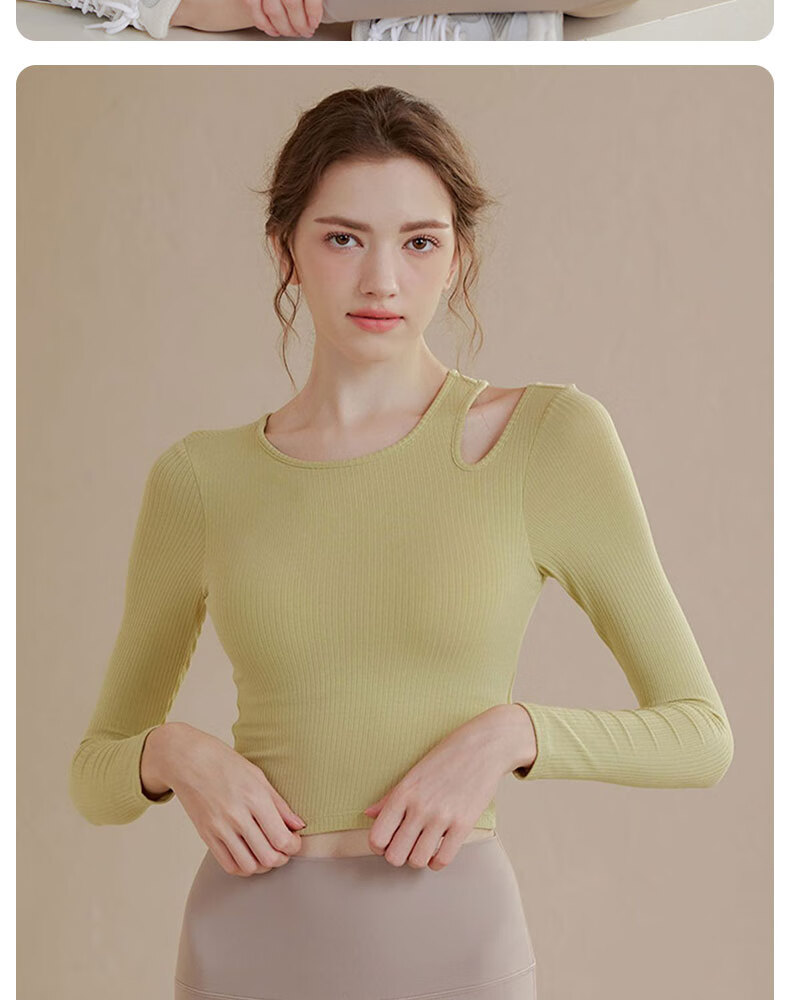 XUEXIMAN Yoga Top for Women with Built-In Bra Pads, Pilates Training, Running, Fitness, Slimming, Tight-Fitting Long-Sleeve Sports Quick-Dry T-Shirt 12