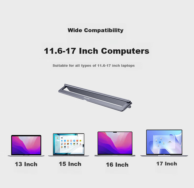 VOKAMO Invisible Portable Laptop Stand Compatible with Huawei Mate, Lenovo Computers, X Apple MacBook Pro/Air Laptops, Aluminum Alloy Computer Desk Support Riser 9