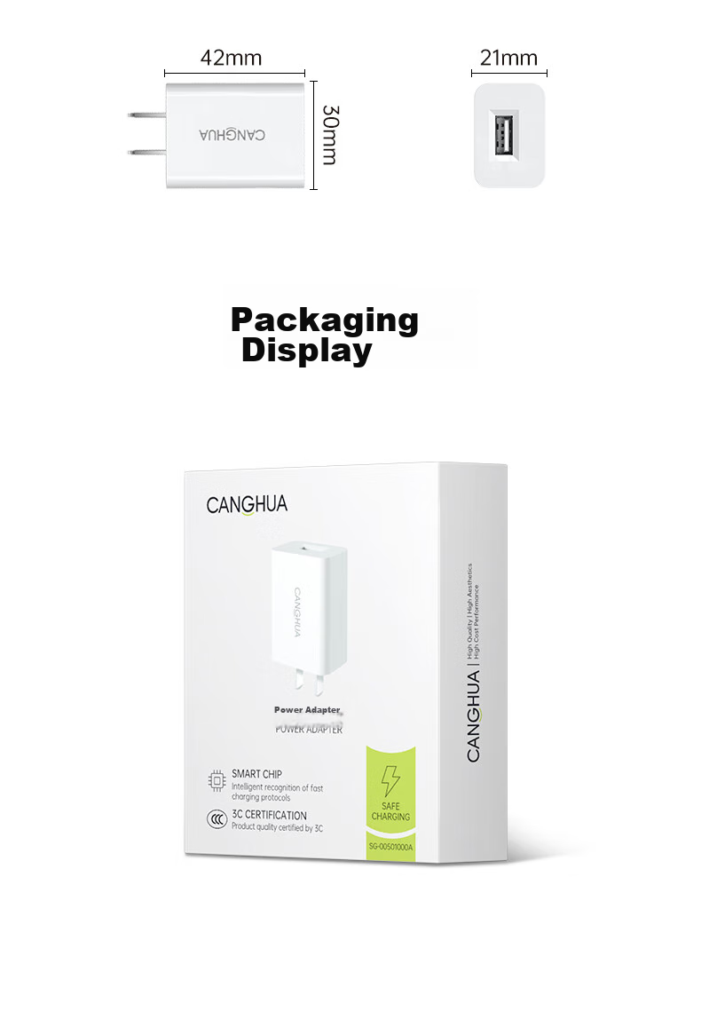 Canghua USB Charging Head, 5V1A Charger, 5W Low Power Slow Charging Plug, Universal for Apple Phones, Huawei Watches, Bracelets, Earphones, Fans, Shavers, Power Adapter 14