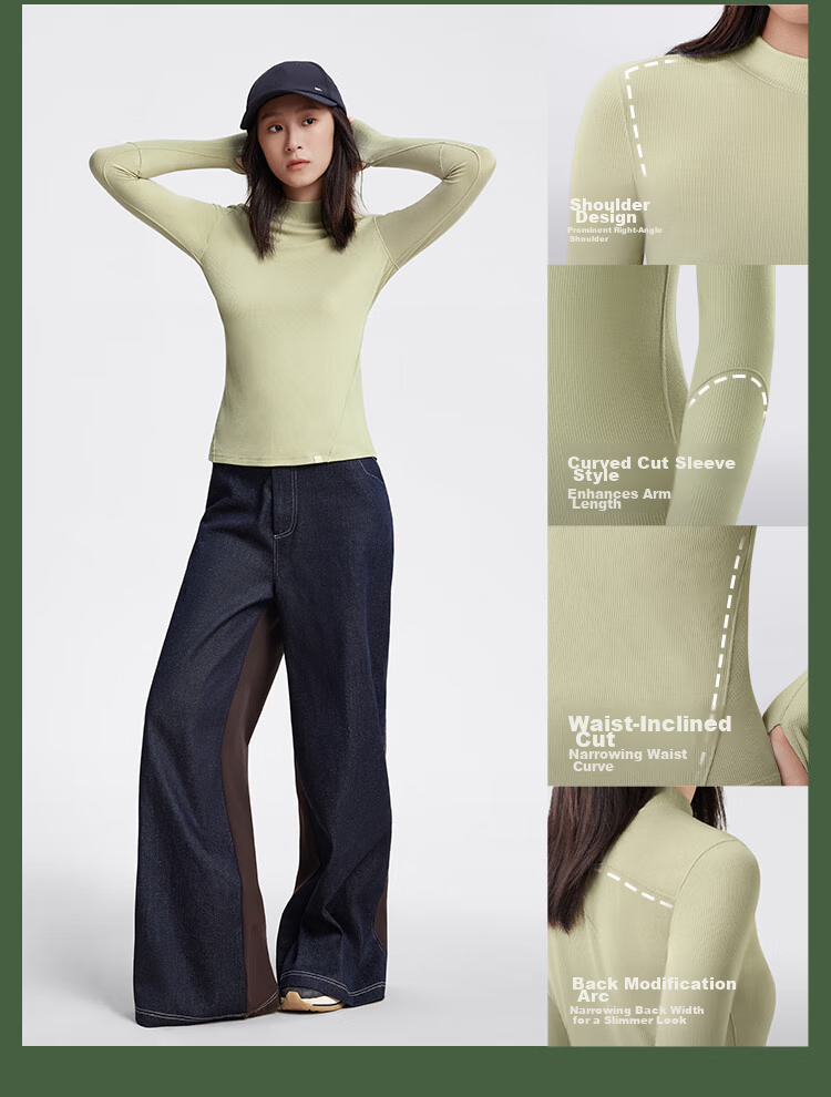 Beneunder Semi-Turtleneck Base Layer Top for Women, Slim Fit, Autumn Inner Wear, Long Sleeve, Stretchy, Soft Skin, SF026 17