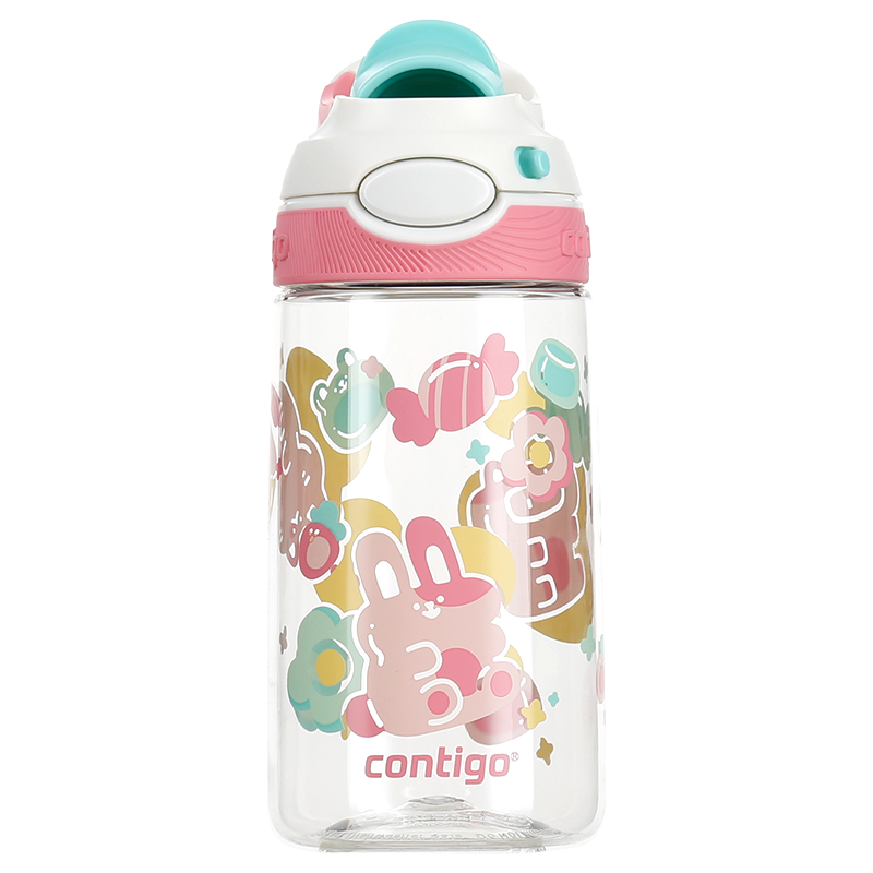 Contigo Kangdike Plastic Cup for Men And Women Students, Sports Water Bottle with Dragon Mouth Locking Lid, Strawberry Marshmallow Flavor, 450ml