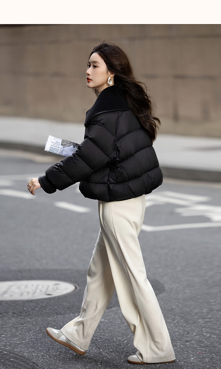 Dme [Yuxue Jingling] Winter 400T Spring Yarn Faux Sherpa Collar 90% Duck Down Short down Jacket for Wome 14