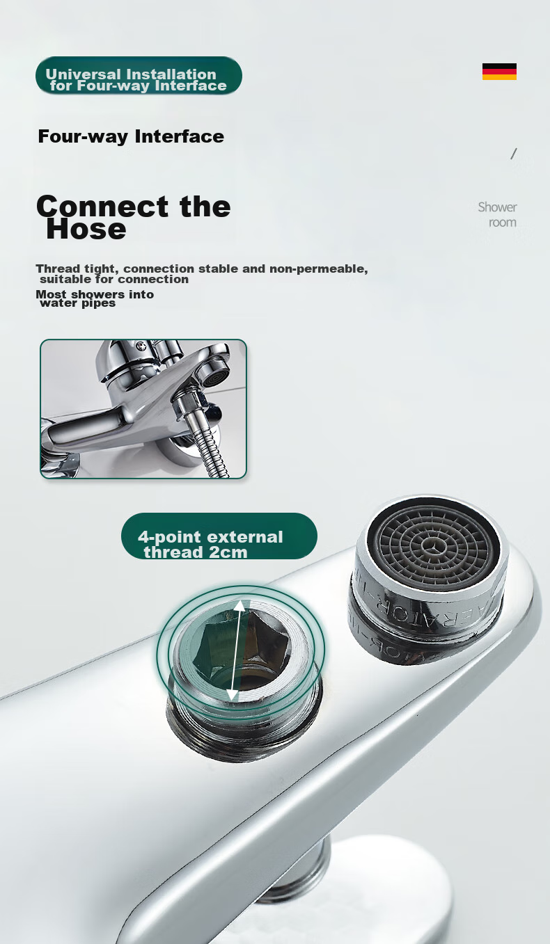 BSITN Bathroom Sink Mixer Tap, Hot And Cold Water Valve, Bathroom Shower Switch, Triple Mixing Faucet B7102 7