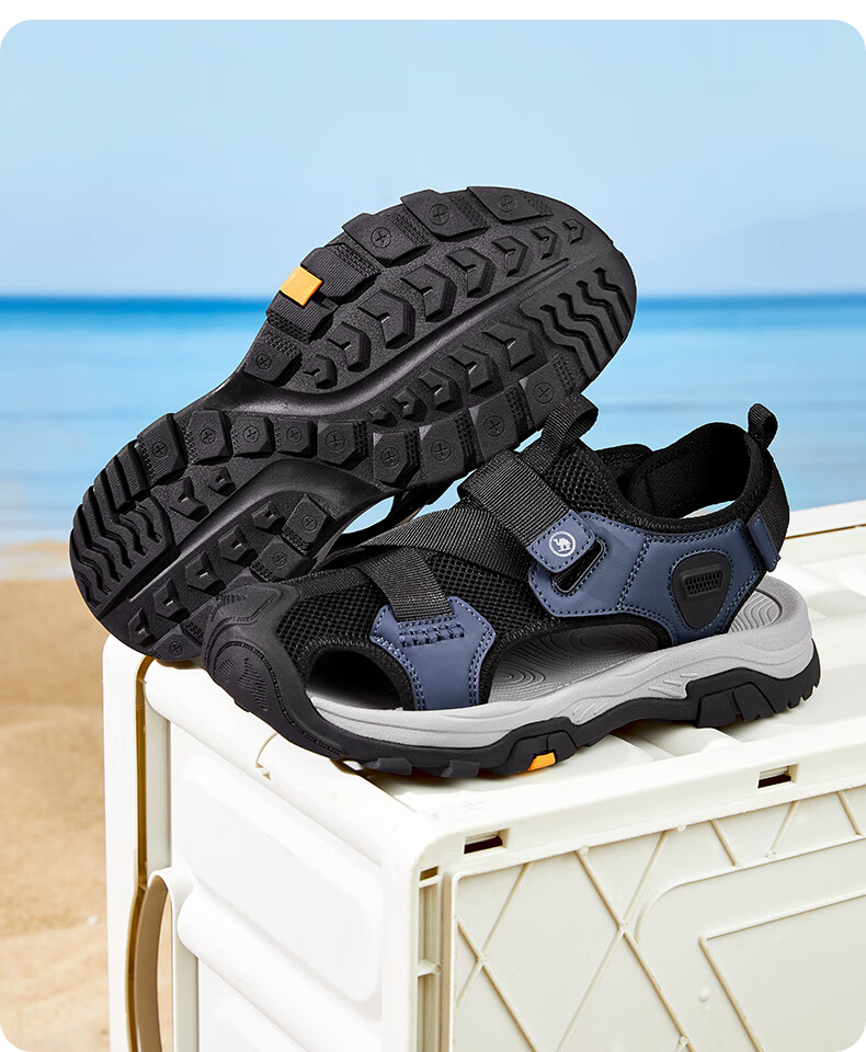 CAMEL Brand Men's Outdoor Casual Sandals, Breathable Closed-Toe Anti-Collision Beach Shoes P14M307617 Black Size 44 1