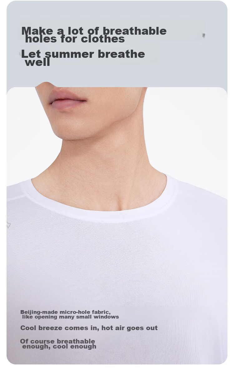 JD Original Summer Men's Cooling Quick-Dry Sports T-Shirt for Running, Fitness, Breathable Outdoor Short Sleeve, White, M 9